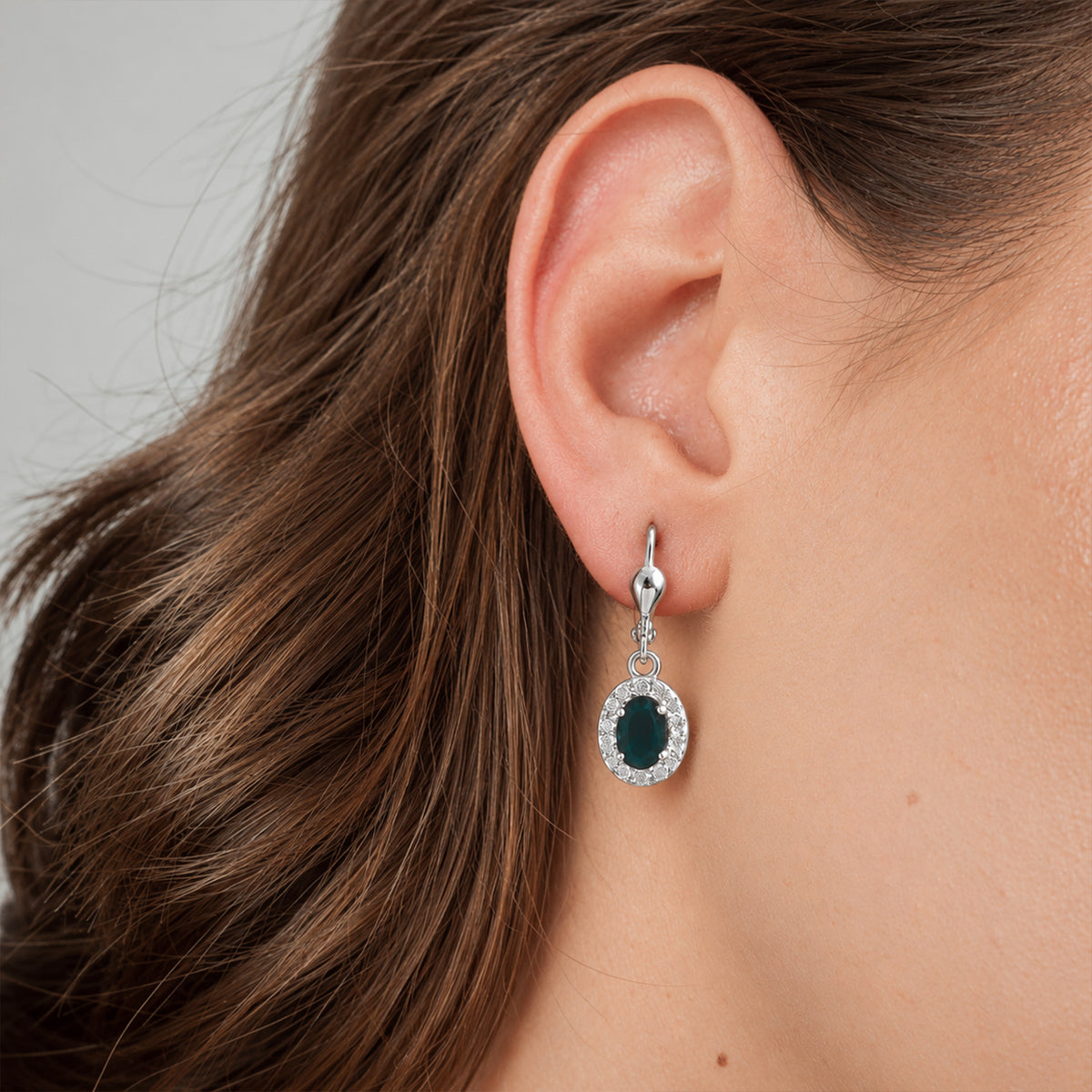 D'Joy - AAA Grandidierite &amp; White Zircon Dangling Earring with Lever Back in Platinum Overlay Sterling Silver 1.90 Ct. 8804431 1
