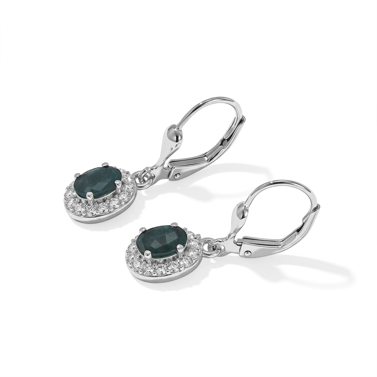 D'Joy - AAA Grandidierite &amp; White Zircon Dangling Earring with Lever Back in Platinum Overlay Sterling Silver 1.90 Ct. 8804431 3