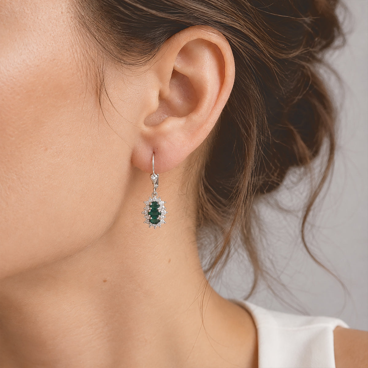 D'Joy - AAA Grandidierite &amp; White Zircon Halo Drop Earring with Lever Back in Rhodium Overlay Sterling Silver 2.25 Ct. 8804463 1