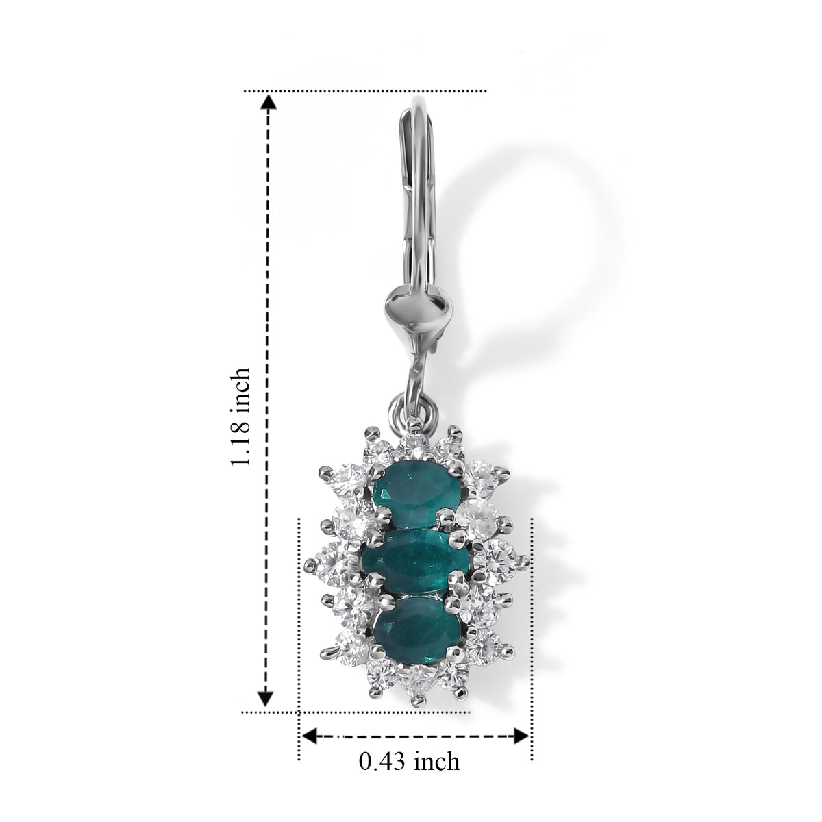 D'Joy - AAA Grandidierite &amp; White Zircon Halo Drop Earring with Lever Back in Rhodium Overlay Sterling Silver 2.25 Ct. 8804463 4