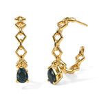 D'Joy - AAA Grandidierite & White Zircon Earring with Push Post in Yellow Gold Plated Sterling Silver_8804464