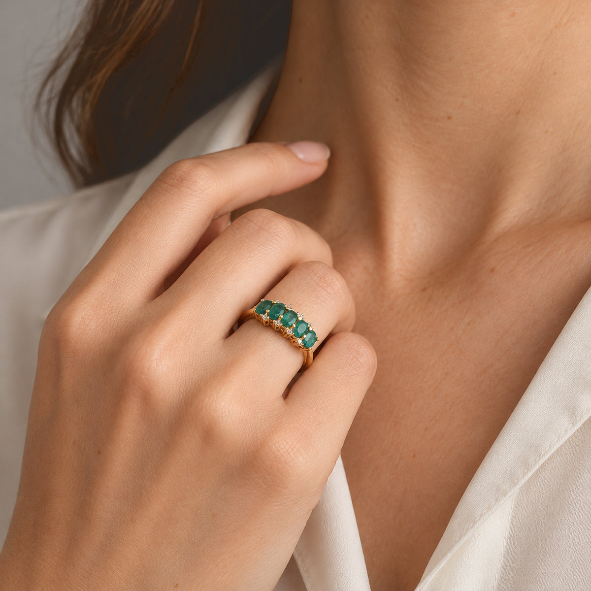 D'Joy - AAA Grandidierite &amp; White Zircon Ring in Yellow Gold Plated Sterling Silver 1.20 Ct. 8804466 1