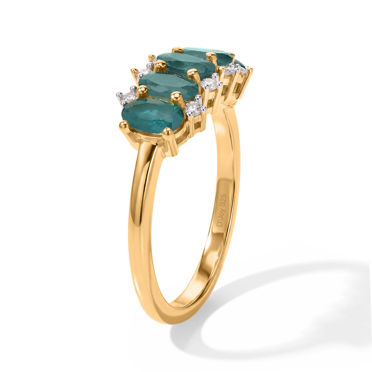 D'Joy - AAA Grandidierite &amp; White Zircon Ring in Yellow Gold Plated Sterling Silver 1.20 Ct. 8804466 3