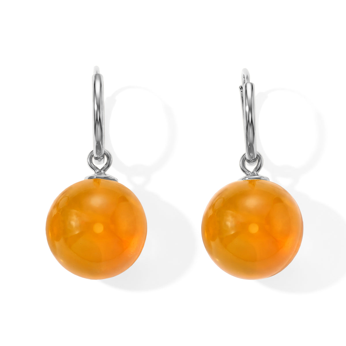 D'Joy - Honey Jade Beads Earring with Hoop in Rhodium Overlay Sterling Silver 15.00 Ct. 8804740 0