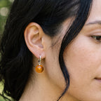 D'Joy - Honey Jade Beads Earring with Hoop in Rhodium Overlay Sterling Silver 15.00 Ct._8804740_1