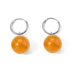 D'Joy - Honey Jade Beads Earring with Hoop in Rhodium Overlay Sterling Silver 15.00 Ct._8804740_3