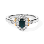 D'Joy - AAA Grandidierite & White Zircon Halo Ring in Two Tone Plating Sterling Silver_8804815