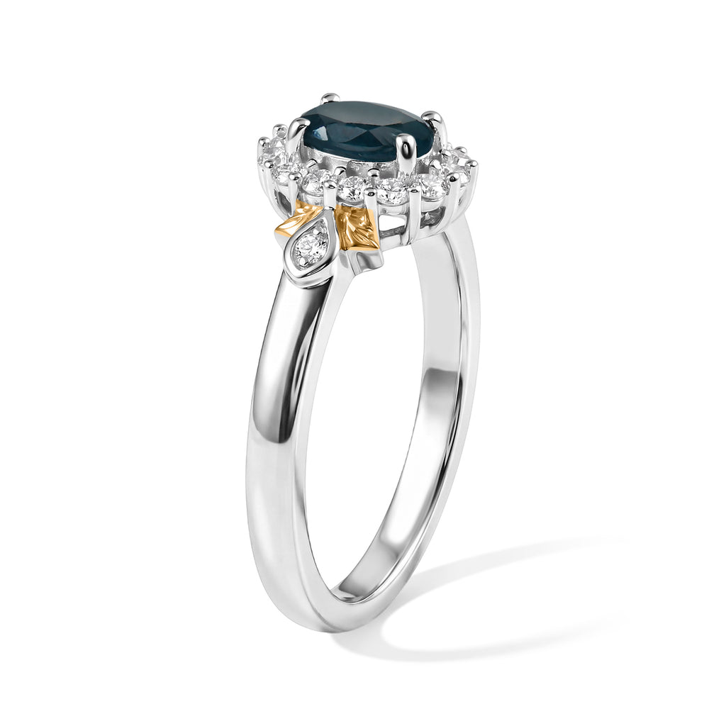 D'Joy - AAA Grandidierite & White Zircon Halo Ring in Two Tone Plating Sterling Silver_8804815_3