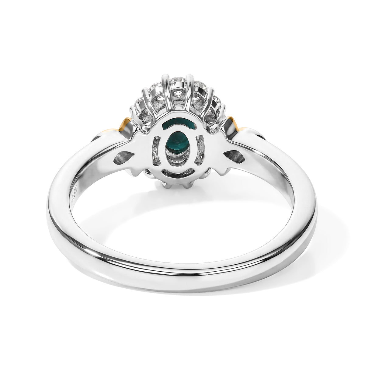 D'Joy - AAA Grandidierite &amp; White Zircon Halo Ring in Two Tone Plating Sterling Silver 8804815 4