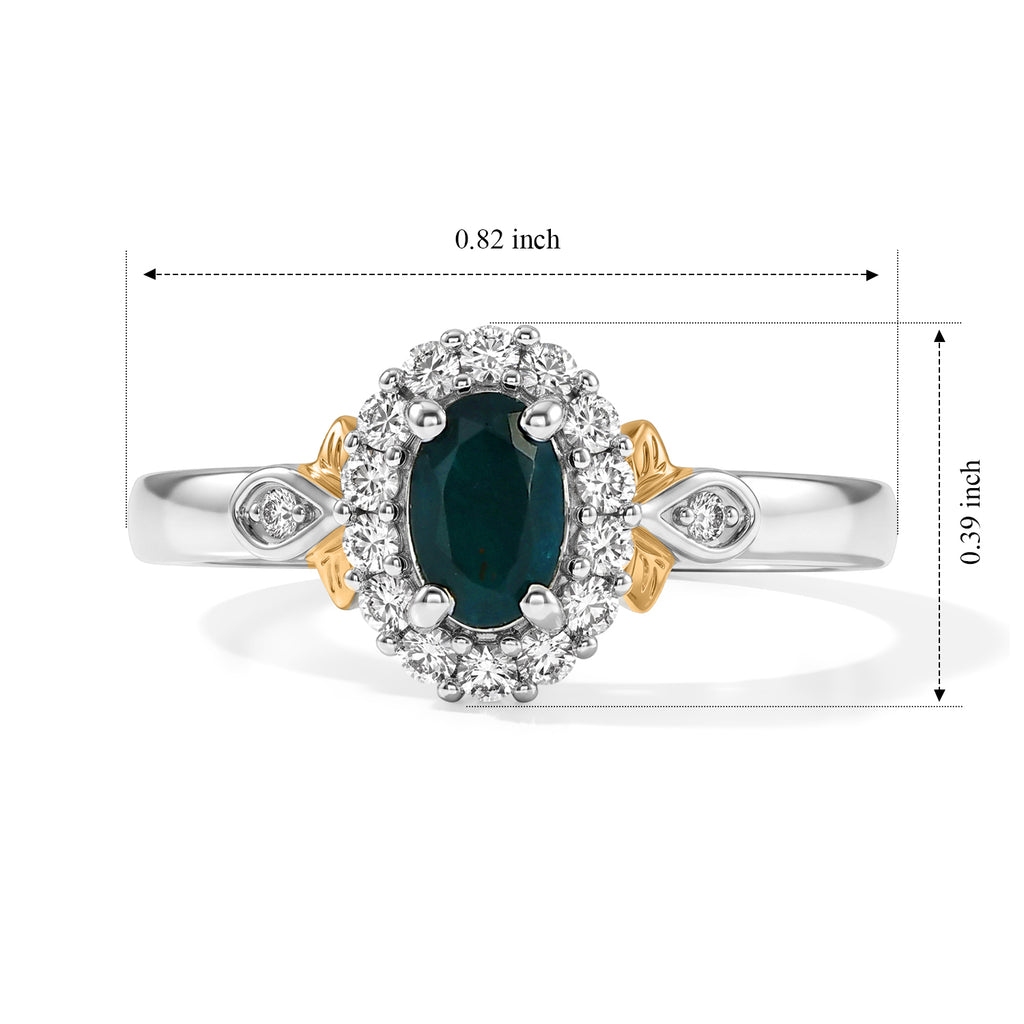 D'Joy - AAA Grandidierite & White Zircon Halo Ring in Two Tone Plating Sterling Silver_8804815_5