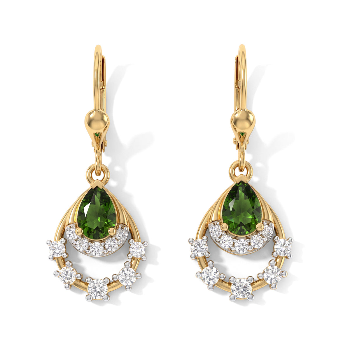 D'joy Natural Chrome Diopside, White Zircon Main Stone With Side Stone Earring Sterling Silver  2.318  Ct. 8804873 0