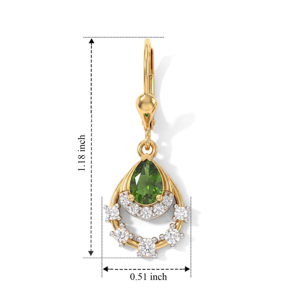D'joy Natural Chrome Diopside, White Zircon Main Stone With Side Stone Earring Sterling Silver  2.318  Ct. 8804873 4