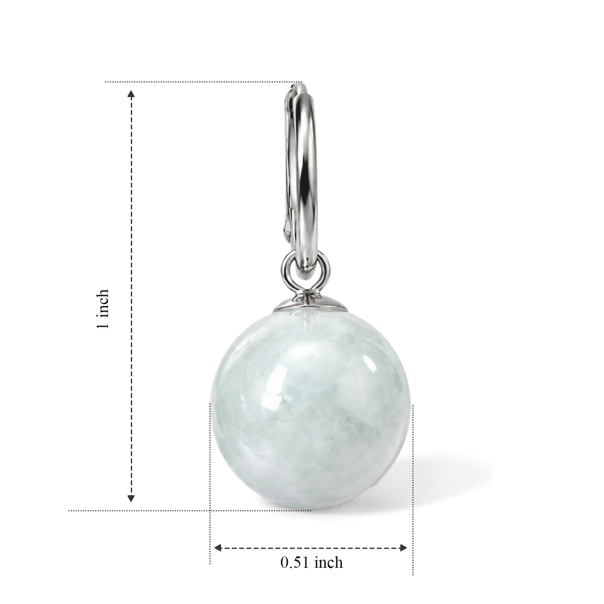 D'Joy - Natural White Jade Beads Earring with Hoop in Rhodium Overlay Sterling Silver 15.00 Ct. 8804878 4