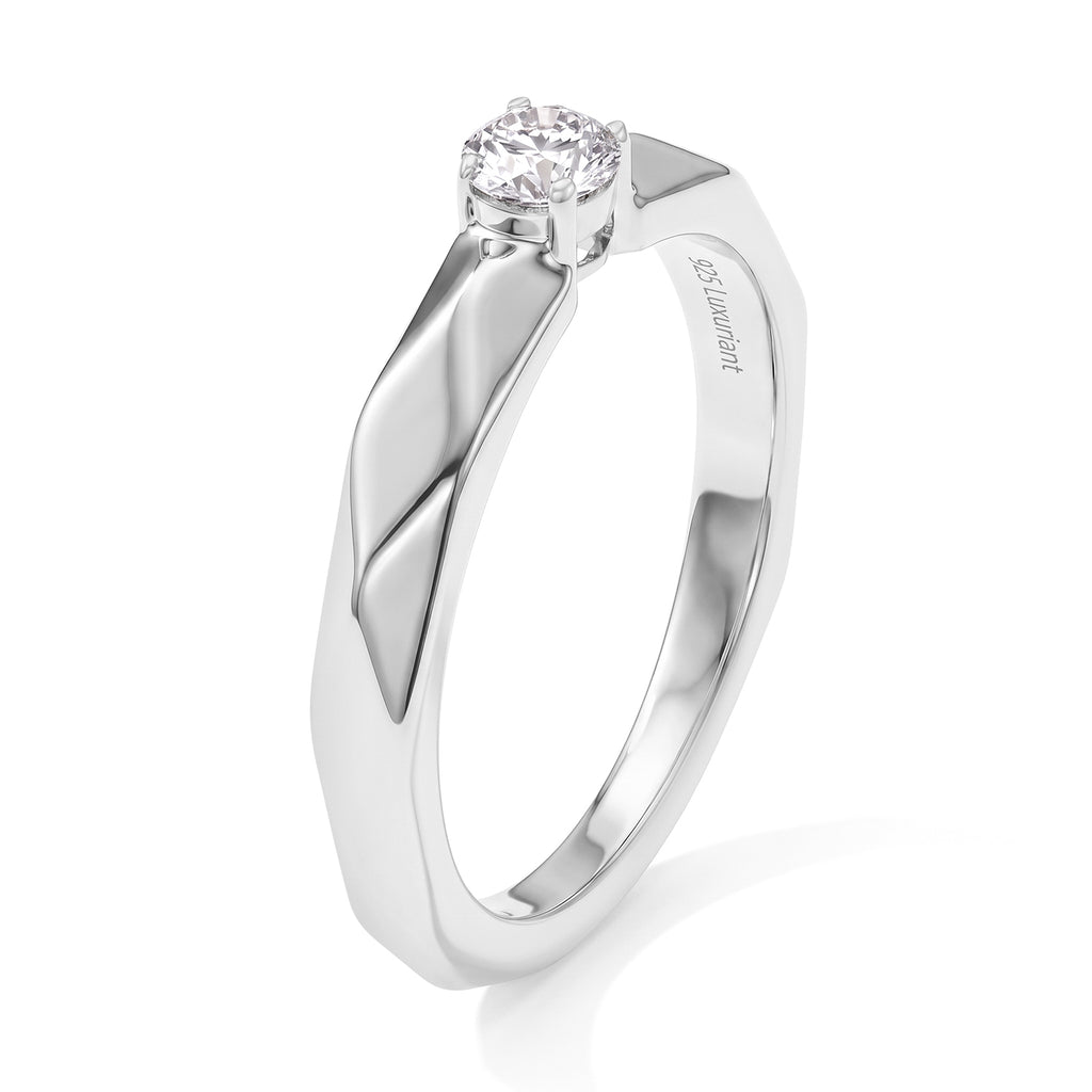 Luxuriant - Lab Grown Diamond (SI/G-H) Ring in Platinum Overlay Sterling Silver_8804976_3
