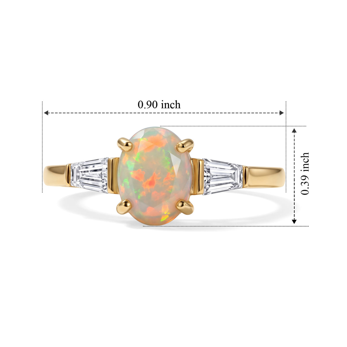 D'Joy - Ethiopian Opal &amp; White Zircon Trilogy Ring in Yellow Gold Plated Sterling Silver 1.30 Ct. 8805379 5