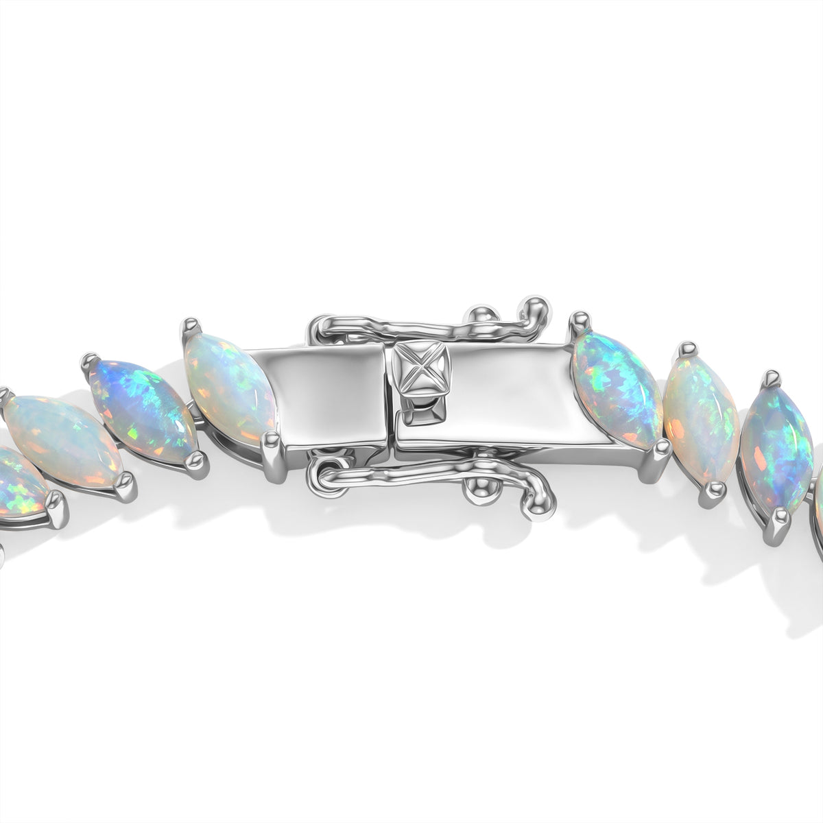D'Joy - Ethiopian Opal Bracelet (Size - 7.5) in Rhodium Overlay Sterling Silver 8.45 Ct, Silver Wt. 12.20 Gms 8805397 3