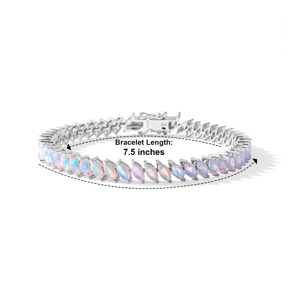 D'Joy - Ethiopian Opal Bracelet (Size - 7.5) in Rhodium Overlay Sterling Silver 8.45 Ct, Silver Wt. 12.20 Gms 8805397 4