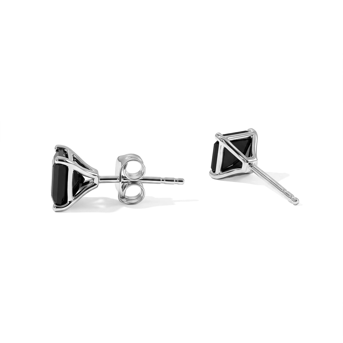 D'Joy - Black Spinel Stud Earring with Push Back in Platinum Overlay Sterling Silver 2.80 Ct. 8806331 3