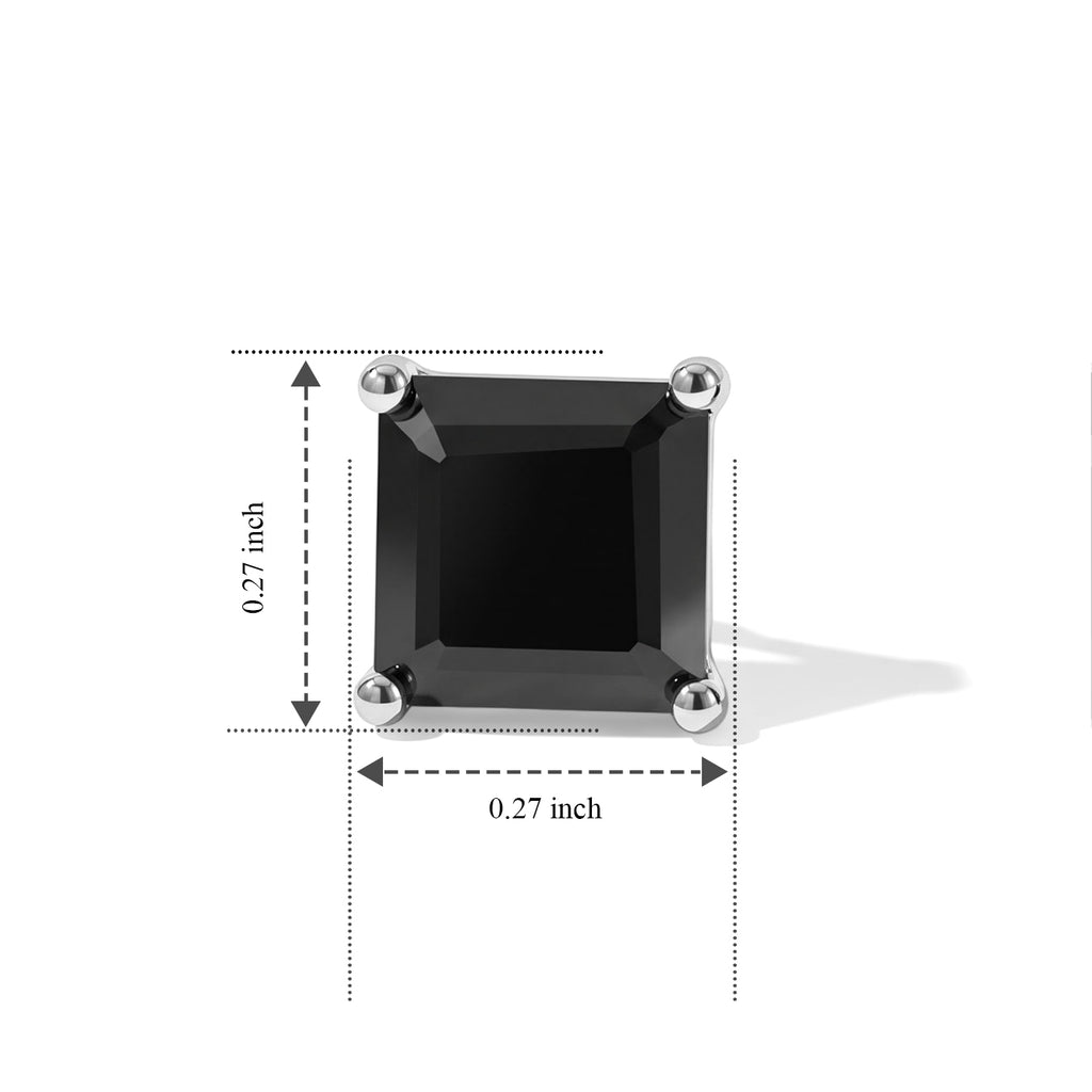 D'Joy - Black Spinel Stud Earring with Push Back in Platinum Overlay Sterling Silver 2.80 Ct._8806331_4