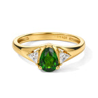 D'Joy - Natural Chrome Diopside & Moissanite Trilogy Ring in Yellow Gold Plated Sterling Silver_8806440