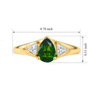 D'Joy - Natural Chrome Diopside & Moissanite Trilogy Ring in Yellow Gold Plated Sterling Silver_8806440_5