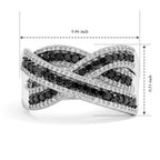 D'Joy - Black Diamond & Natural White Diamond Crisscross Ring in Rhodium Overlay Sterling Silver 1.00 Ct._8806460_5