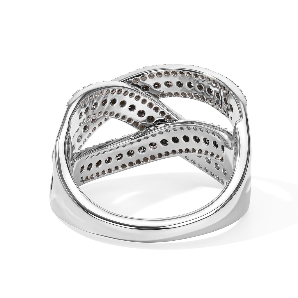 D'joy Black Diamond, White Diamond Overlap Ring in Rhodium OverlaySterling Silver, Silver Wt.6 Gms  1.032  Ct._8806518_4