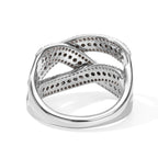D'joy Black Diamond, White Diamond Overlap Ring in Rhodium OverlaySterling Silver, Silver Wt.6 Gms  1.032  Ct._8806518_4
