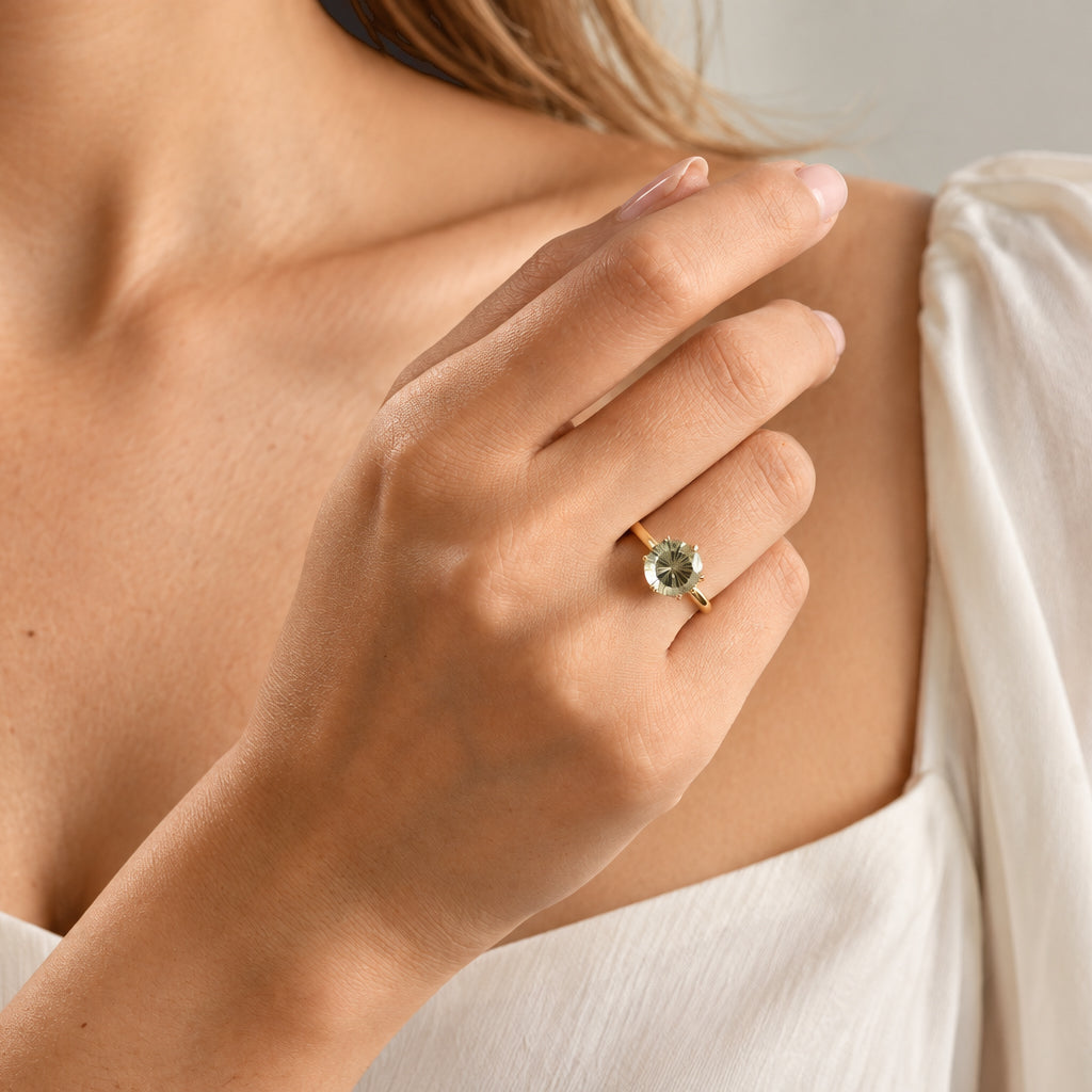 14K Yellow Gold AAA Turkizite Solitaire Ring 3.05 Ct. 8806562 2