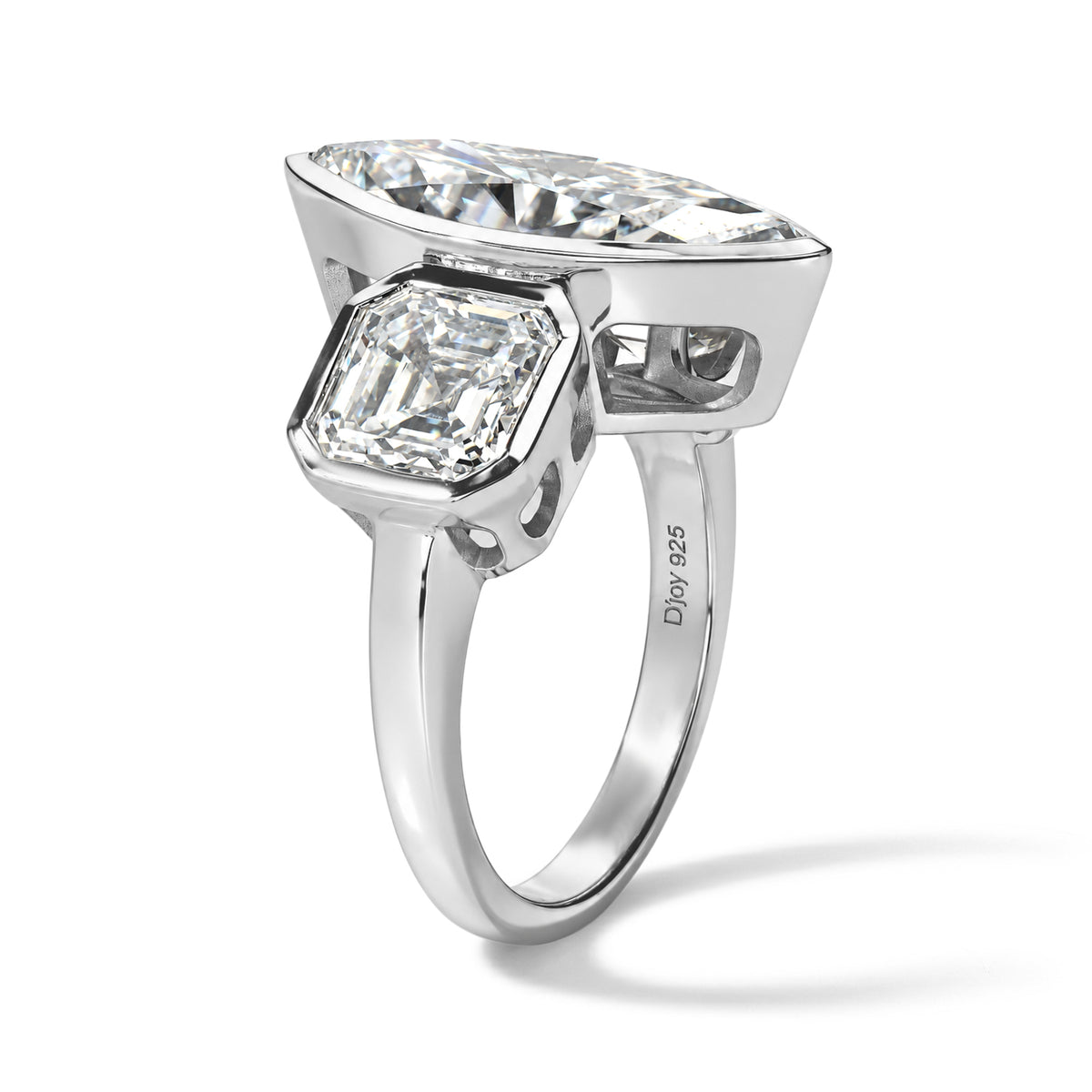 D'Joy - Moissanite &amp; Lab Grown Diamond Ring in Rhodium Overlay Sterling Silver 7.70 Ct. 8806790 3