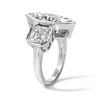 Moissanite, Lab Grown Diamond Main Stone With Side Stone Ring in Rhodium OverlaySterling Silver, Silver Wt.7 Gms  7.710  Ct._8806790_3
