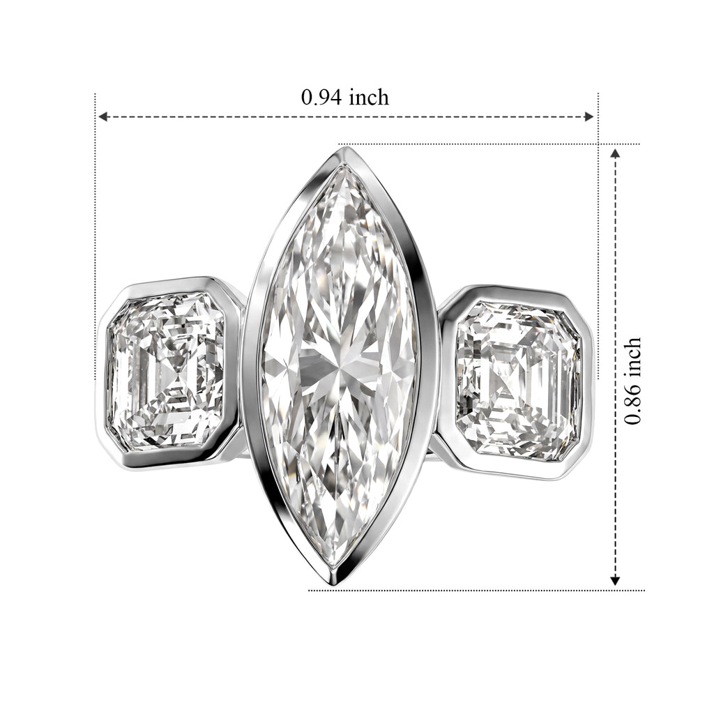 Moissanite, Lab Grown Diamond Main Stone With Side Stone Ring in Rhodium OverlaySterling Silver, Silver Wt.7 Gms  7.710  Ct._8806790_5