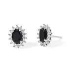 D'Joy - Black Spinel & White Zircon Halo Earring with Push Back in Platinum Overlay Sterling Silver 2.50 Ct._8807464
