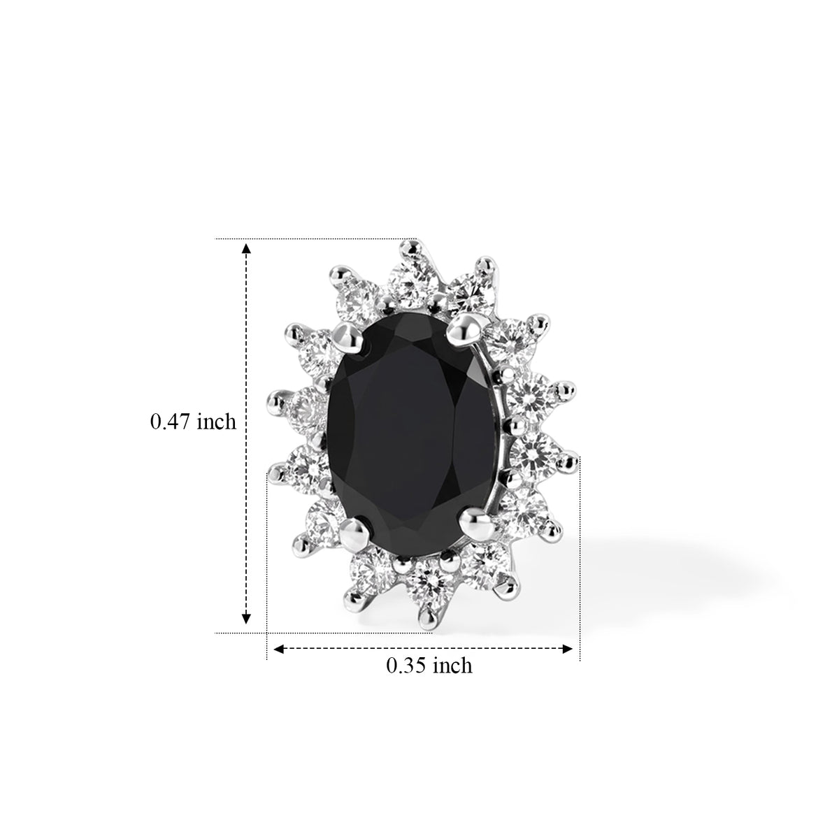 D'Joy - Black Spinel &amp; White Zircon Halo Earring with Push Back in Platinum Overlay Sterling Silver 2.50 Ct. 8807464 4