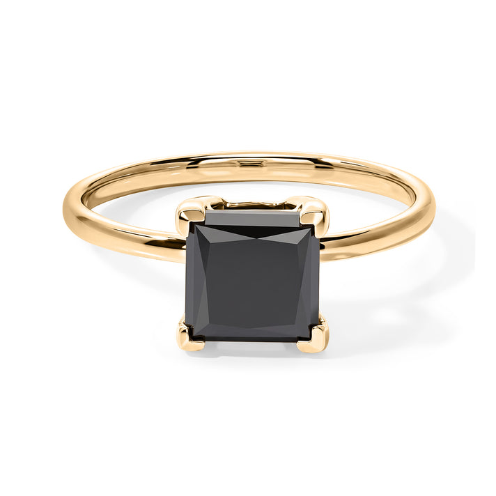 9K Yellow Gold Black Diamond Solitaire Ring 2.00 Ct. 8809424 1