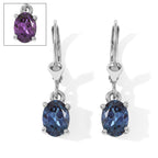 Luxuriant Lab Grown Alexandrite Solitaire Lever Back Earring in Platinum OverlaySterling Silver  2.446  Ct._8809448
