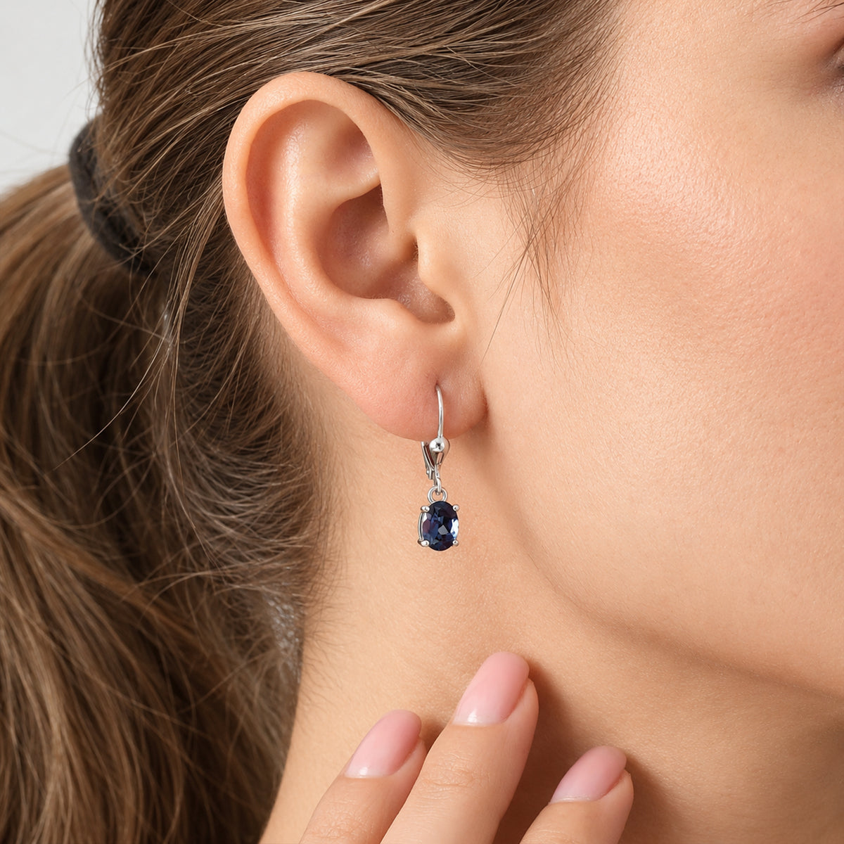 Luxuriant Lab Grown Alexandrite Solitaire Lever Back Earring in Platinum OverlaySterling Silver  2.446  Ct. 8809448 2