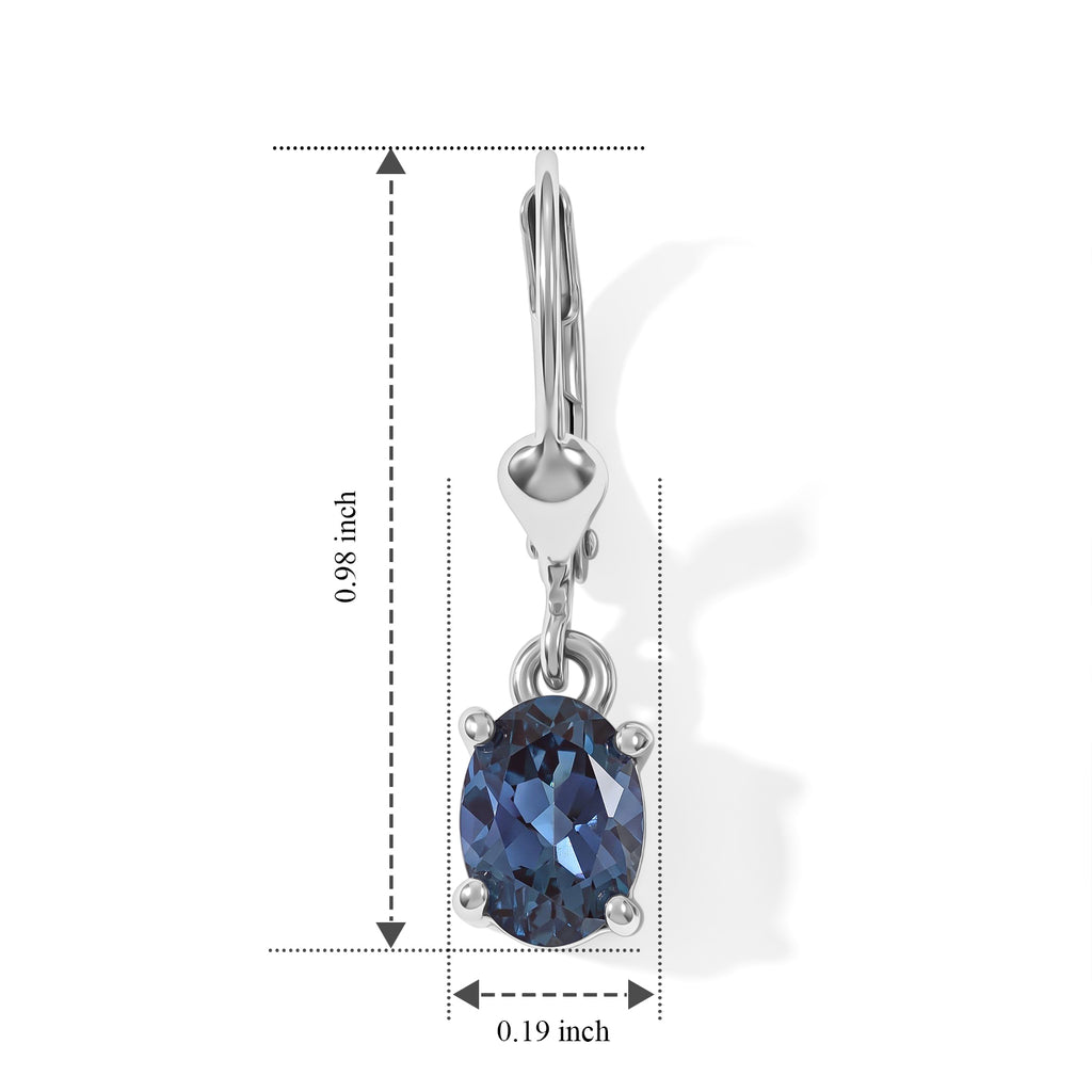 Luxuriant Lab Grown Alexandrite Solitaire Lever Back Earring in Platinum OverlaySterling Silver  2.446  Ct._8809448_4