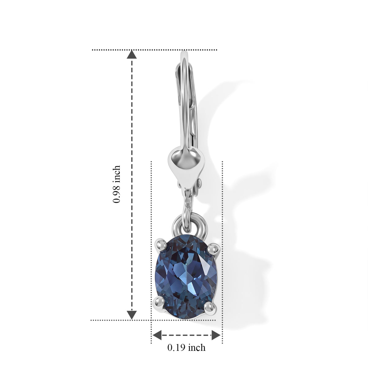 Luxuriant Lab Grown Alexandrite Solitaire Lever Back Earring in Platinum OverlaySterling Silver  2.446  Ct. 8809448 4