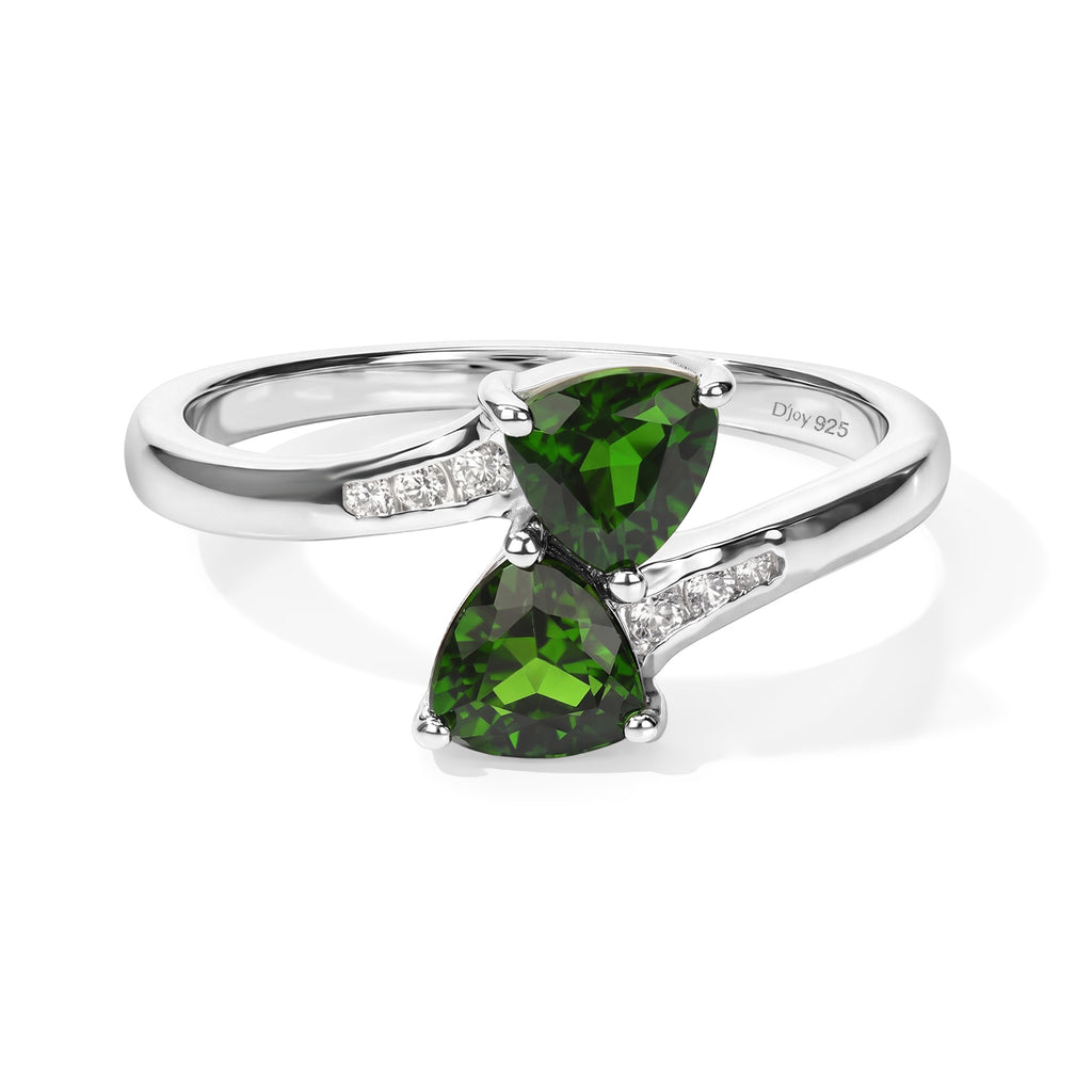 D'Joy - Natural Chrome Diopside & White Zircon Bypass Ring in Platinum Overlay Sterling Silver 1.15 Ct._8809726