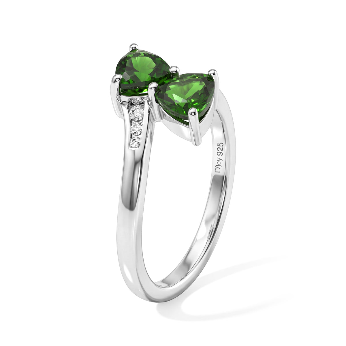 D'Joy - Natural Chrome Diopside &amp; White Zircon Bypass Ring in Platinum Overlay Sterling Silver 1.15 Ct. 8809726 3