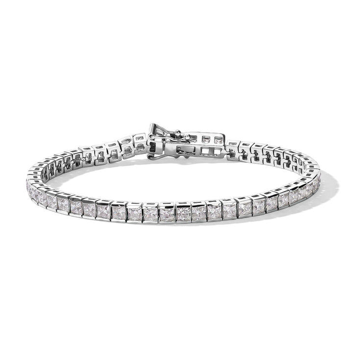 D'Joy - Moissanite Tennis Bracelet (Size - 7) with GB Lock Box in Rhodium Overlay Sterling Silver 8.00 Ct, Silver Wt. 10.90 Gms 8810567 1