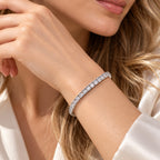 D'joy Moissanite Bracelet (Size - 7) in Rhodium OverlaySterling Silver, Silver Wt.11 Gms  8.007  Ct._8810567_2