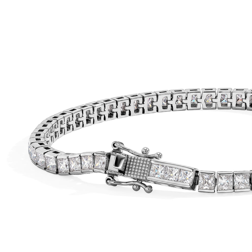 D'joy Moissanite Bracelet (Size - 7) in Rhodium OverlaySterling Silver, Silver Wt.11 Gms  8.007  Ct._8810567_3