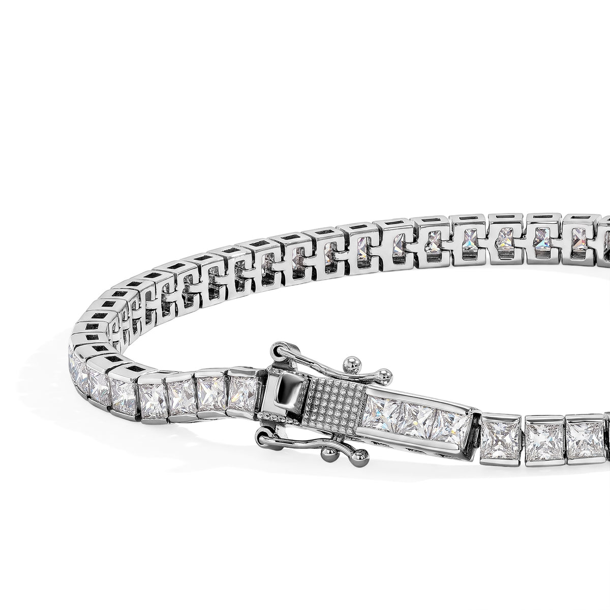 D'Joy - Moissanite Tennis Bracelet (Size - 7) with GB Lock Box in Rhodium Overlay Sterling Silver 8.00 Ct, Silver Wt. 10.90 Gms 8810567 3