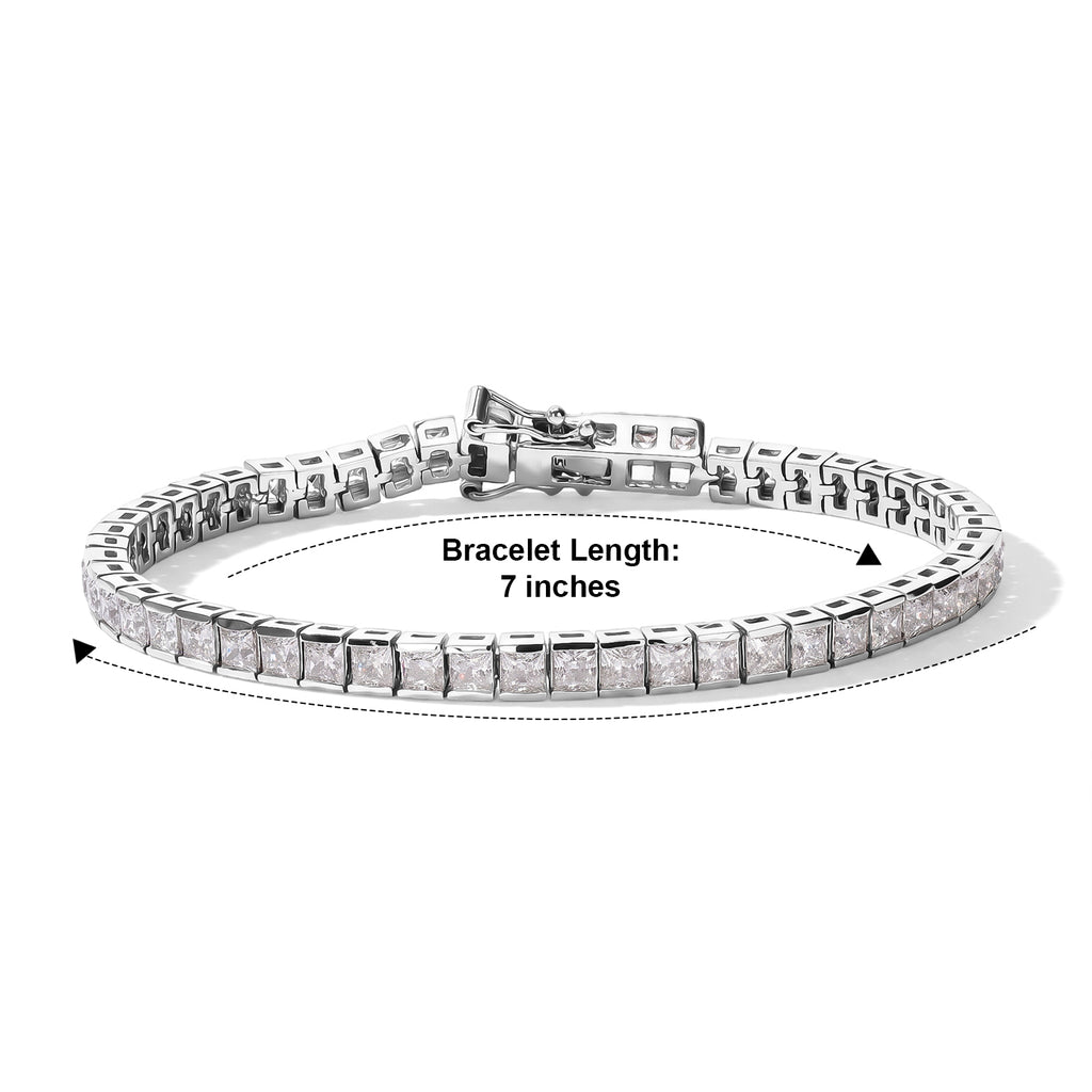 D'joy Moissanite Bracelet (Size - 7) in Rhodium OverlaySterling Silver, Silver Wt.11 Gms  8.007  Ct._8810567_4