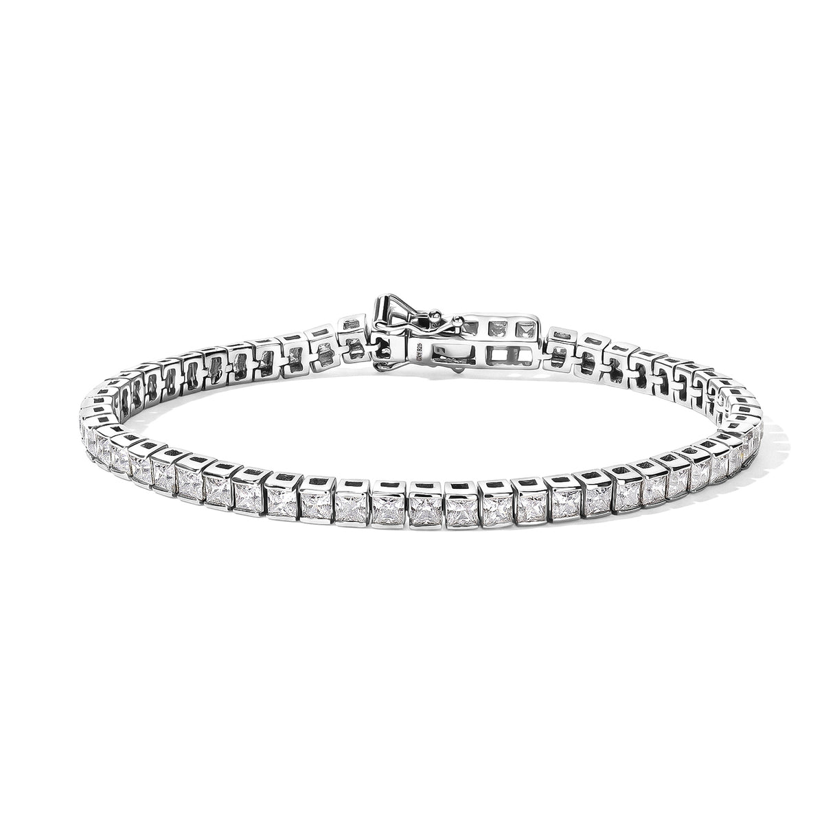 D'Joy - Moissanite Tennis Bracelet (Size - 7.5) with GB Lock Box in Rhodium Overlay Sterling Silver 8.50 Ct, Silver Wt. 11.70 Gms 8810568 0