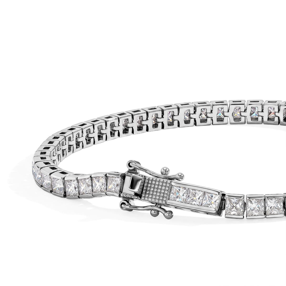 D'Joy - Moissanite Tennis Bracelet (Size - 7.5) with GB Lock Box in Rhodium Overlay Sterling Silver 8.50 Ct, Silver Wt. 11.70 Gms 8810568 3