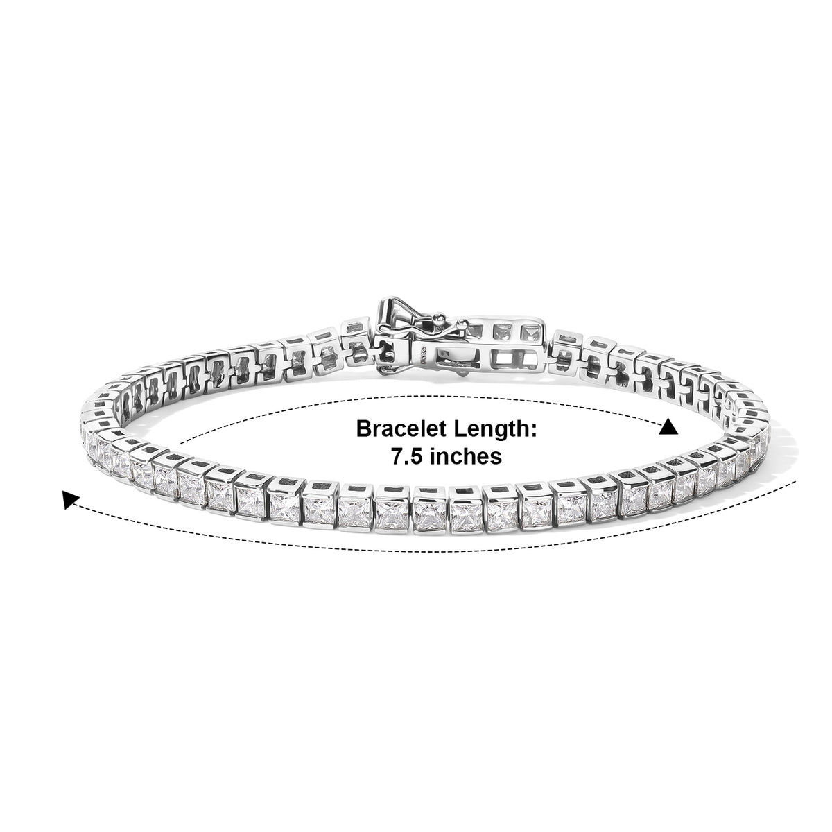 D'Joy - Moissanite Tennis Bracelet (Size - 7.5) with GB Lock Box in Rhodium Overlay Sterling Silver 8.50 Ct, Silver Wt. 11.70 Gms 8810568 4