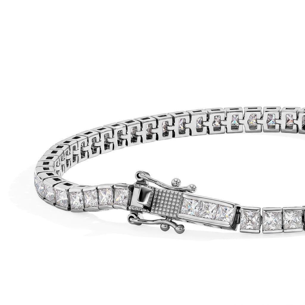D'joy Moissanite Bracelet (Size - 8) in Rhodium OverlaySterling Silver, Silver Wt.11 Gms  9.106  Ct._8810569_3